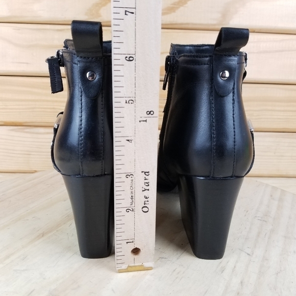 Marc Fisher 6.5 US Black Leather Biker Victa Harness Booties Ankle Boots NEW - Picture 5 of 11